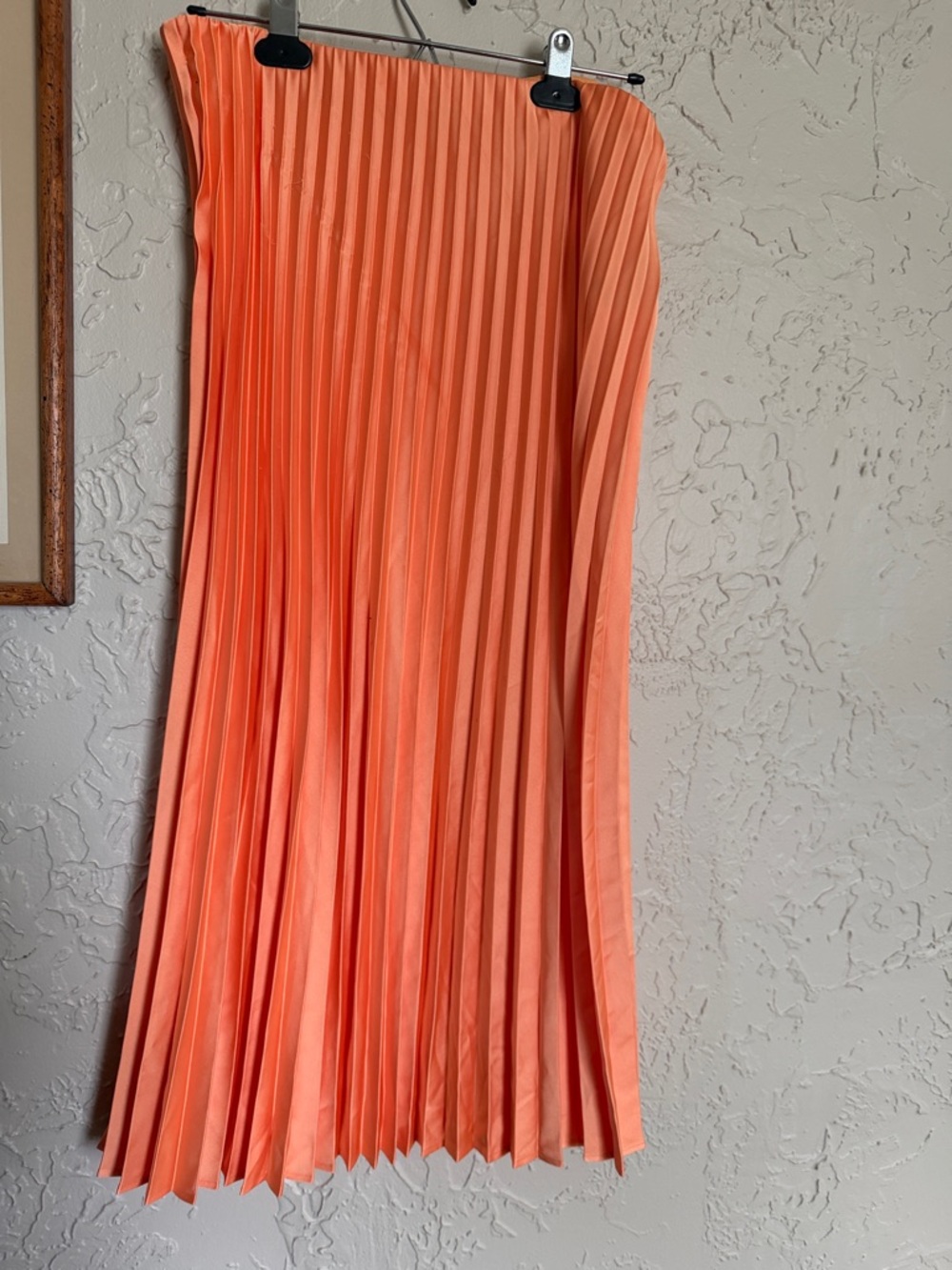 J. Crew Pleated Midi Skirt in Coral-Orange